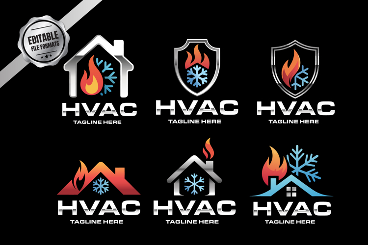 Heating and Cooling HVAC Logo Bundle