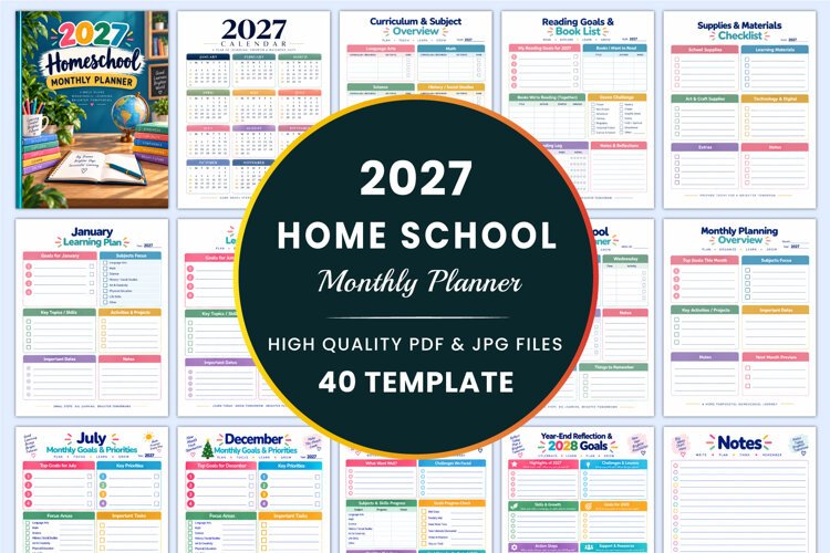 2027 Homeschool Monthly Planner Kdp interiors example image 1