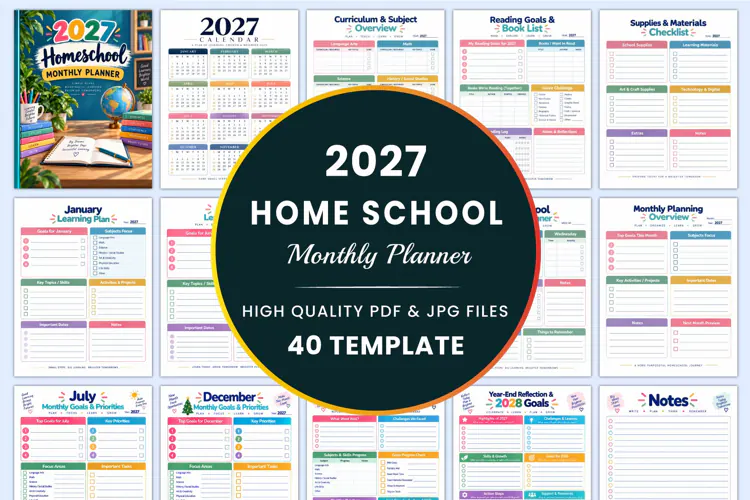 2027 Homeschool Monthly Planner Kdp interiors