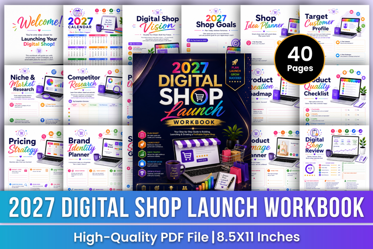 2027 Digital Shop Launch Workbook | Digital Product Business