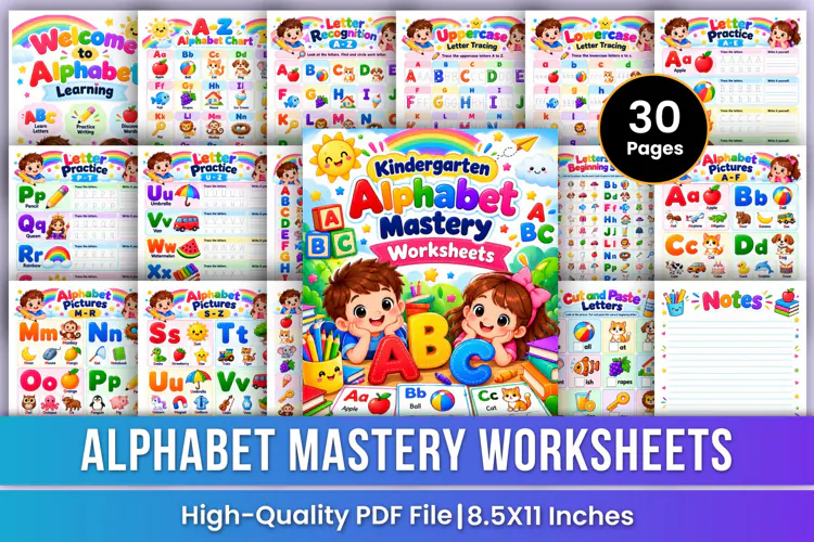 Kindergarten Alphabet Mastery Worksheets | Printable ABC