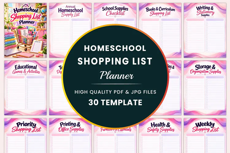 Homeschool Shopping List Planner Kdp interiors