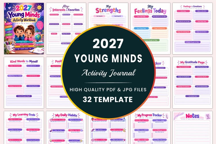 2027 Young Minds Activity Workbook Kdp interiors example image 1