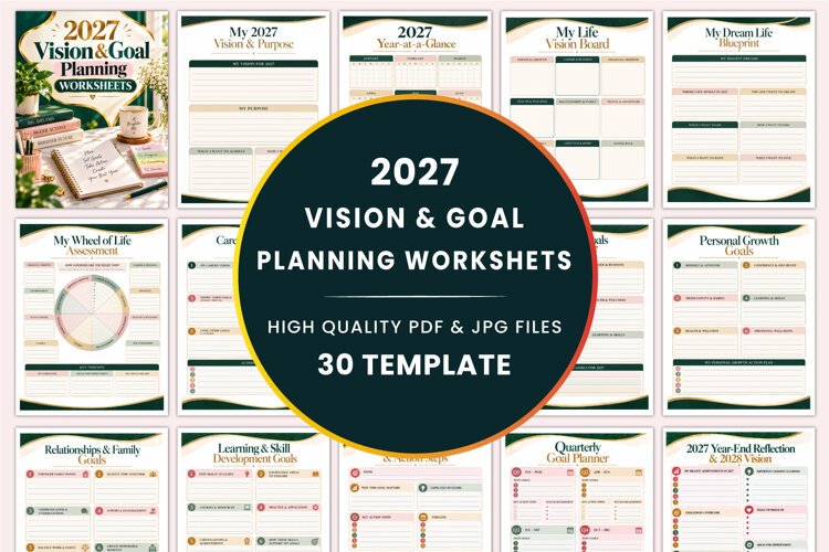 2027 Vision & Goal Planning Worksheets Kdp interiors example image 1