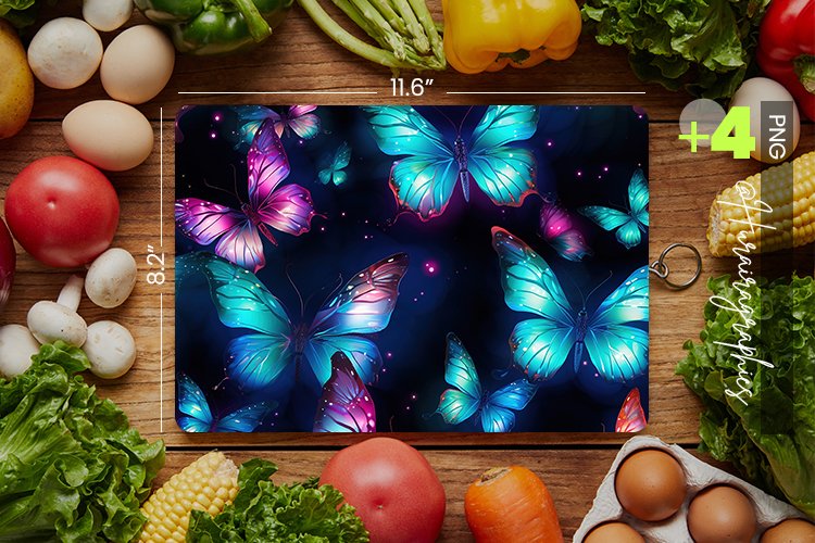 Holographic Butterflies Cutting Board Design - 04 Variations