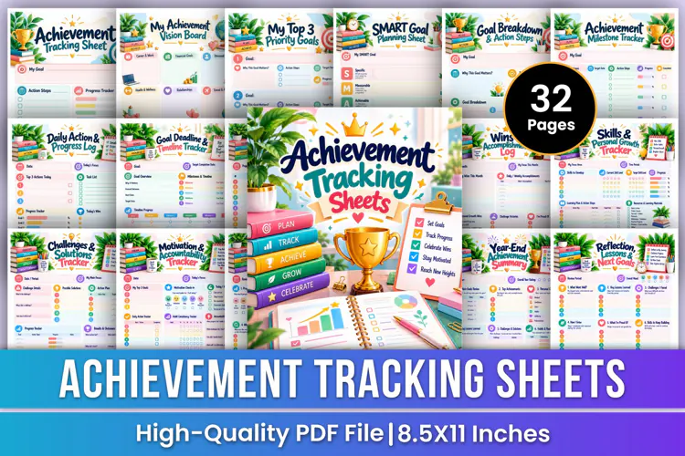 Achievement Tracking Sheets | Printable Goal Planner