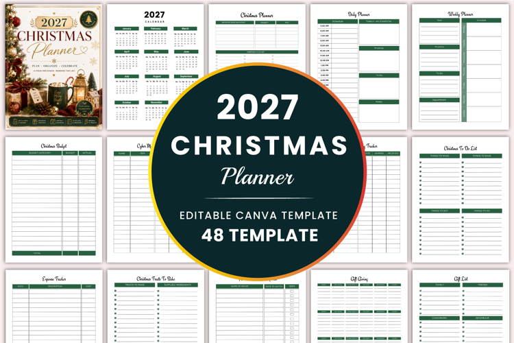 2027 Christmas Planner Canva templates