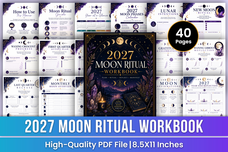 2027 Moon Ritual Workbook | Lunar Manifestation & Spiritual