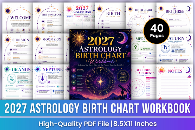 2027 Astrology Birth Chart Workbook | Natal Chart, Zodiac