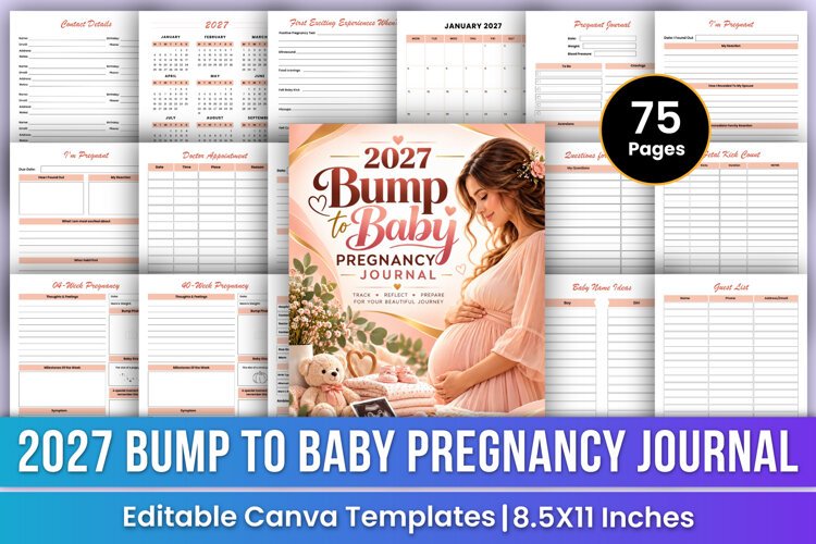 Editable 2027 Bump to Baby Pregnancy Journal | Pregnancy example image 1