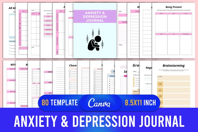 Anxiety & Depression Journal Canva Interior example image 1