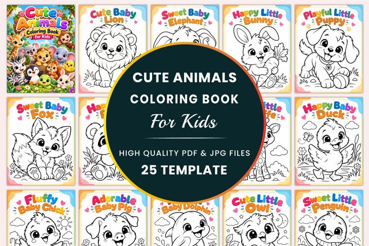 Cute Animals Coloring Book for Kids example image 1