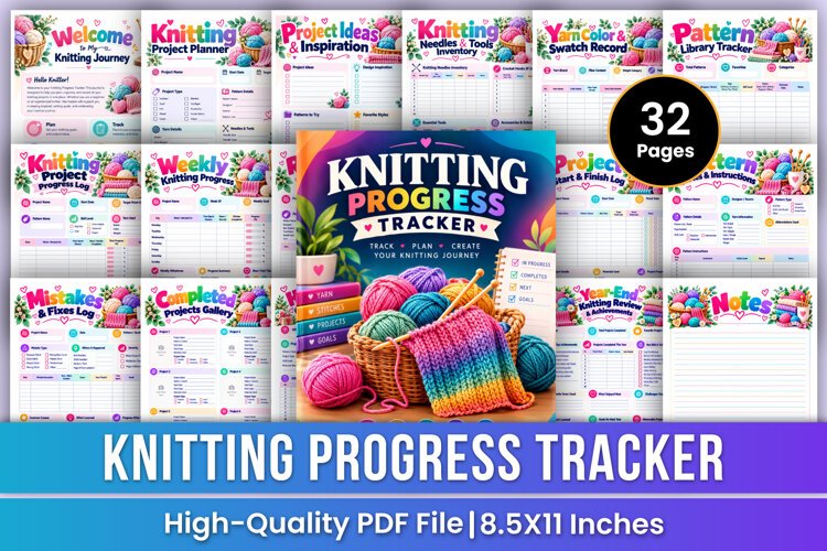 Knitting Progress Tracker | Knitting Project Planner, Yarn example image 1