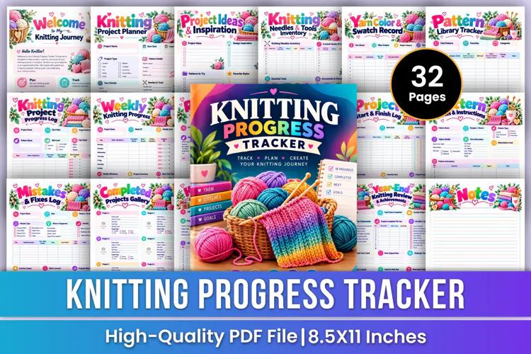 Knitting Progress Tracker | Knitting Project Planner, Yarn
