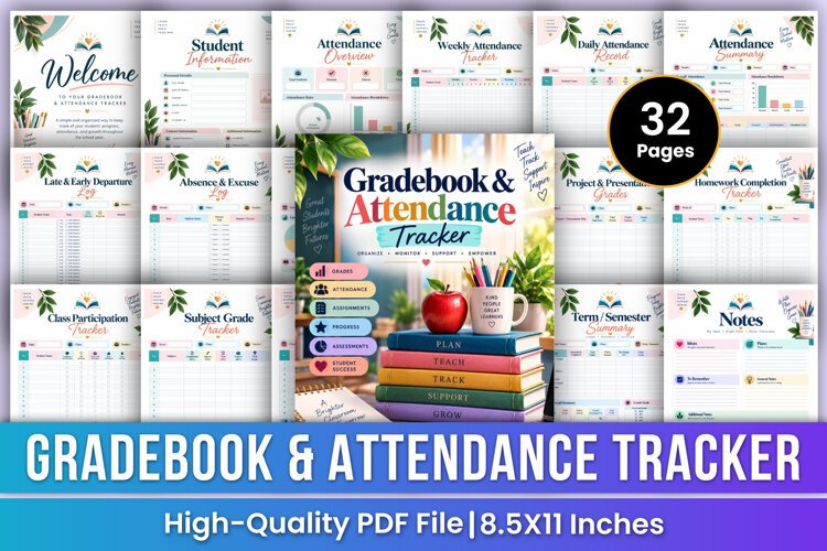 Gradebook & Attendance Tracker | Student Grades, Attendance example image 1
