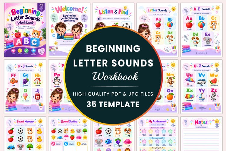 Beginning Letter Sounds Workbook Kdp interiors example image 1