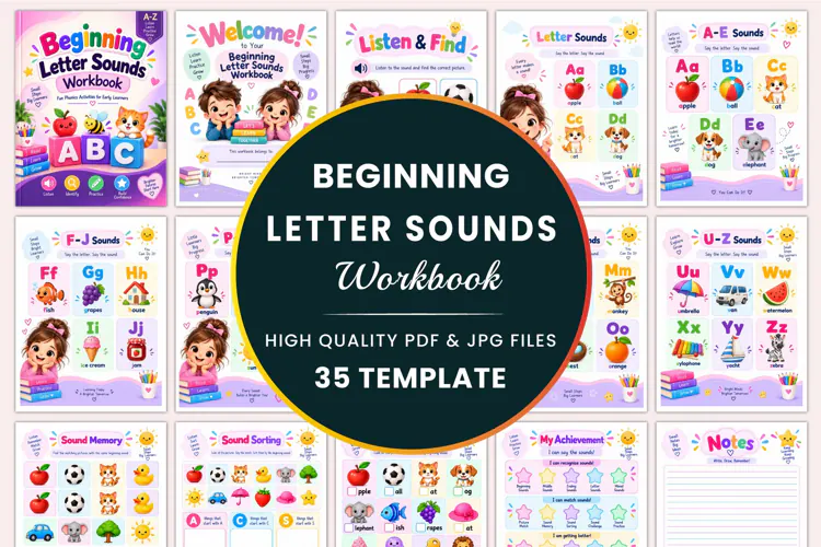 Beginning Letter Sounds Workbook Kdp interiors