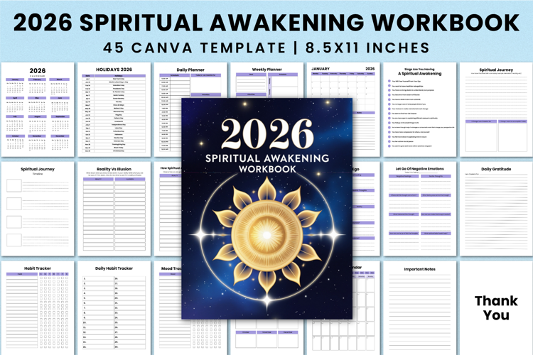 2026 Spiritual Awakening Workbook Canva Templates