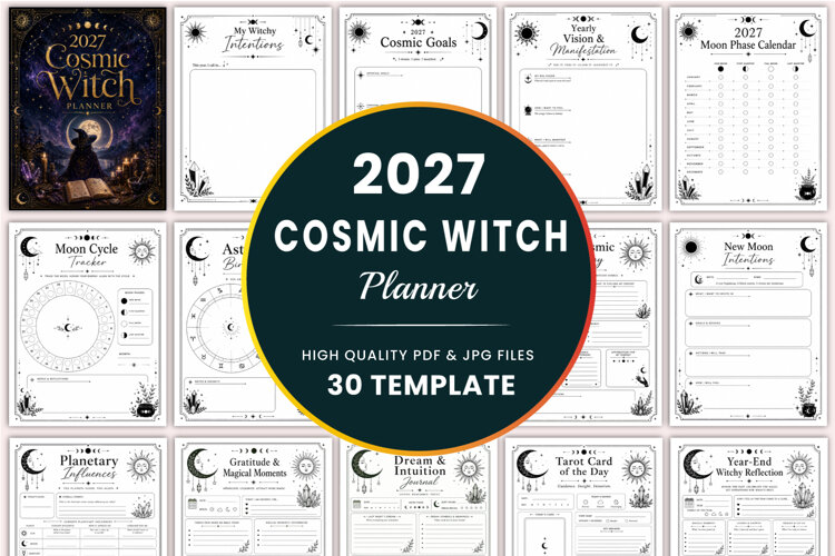 2027 Cosmic Witch Planner Kdp interiors example image 1