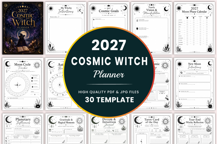 2027 Cosmic Witch Planner Kdp interiors