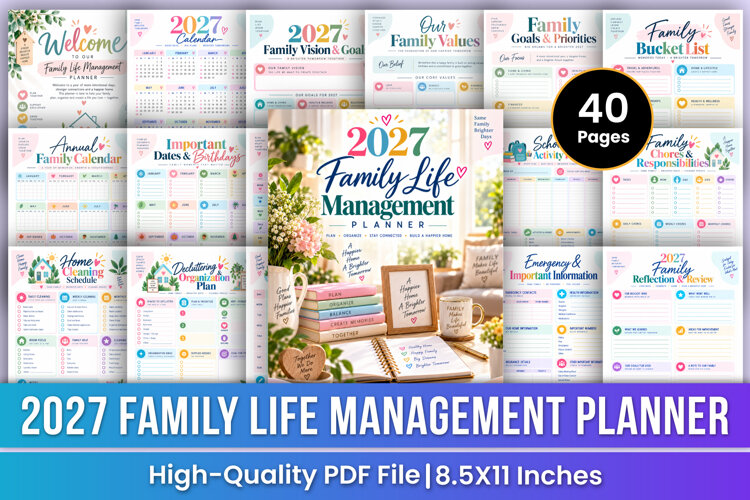 2027 Family Life Management Planner | Family Organization example image 1