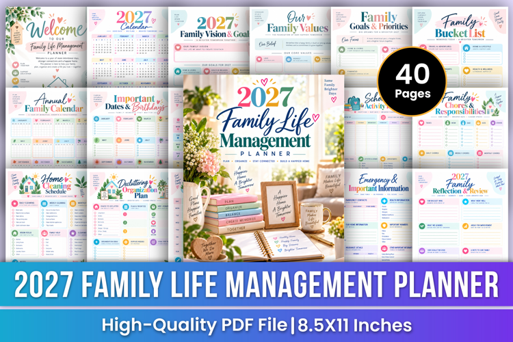 2027 Family Life Management Planner | Family Organization