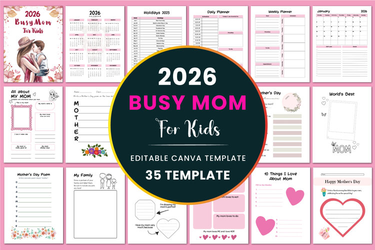 2026 Busy Mom For Kids Canva templates example image 1