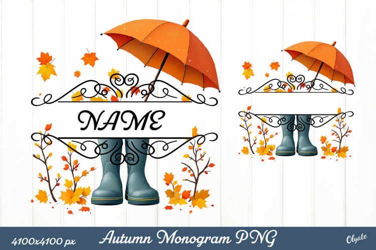 Autumn Monogram Sublimation. Cozy Fall PNG