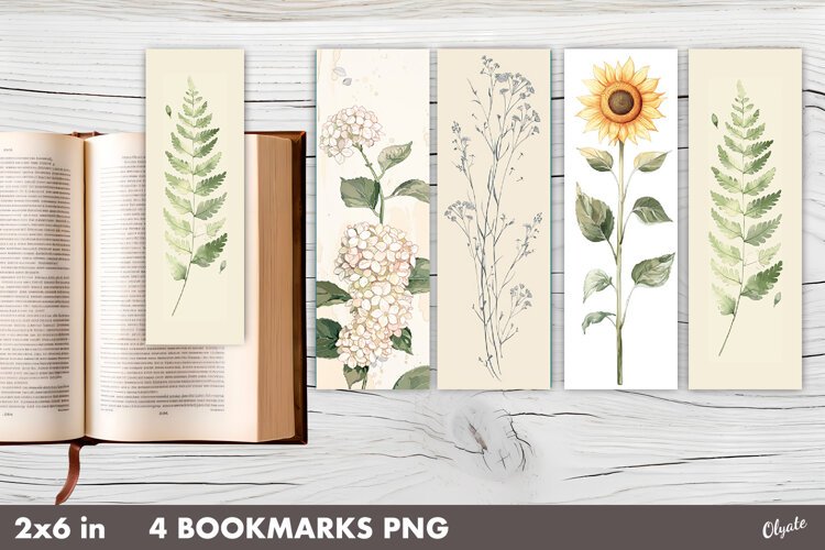 Botanical Bookmarks, Printable Bookmarks PNG example image 1
