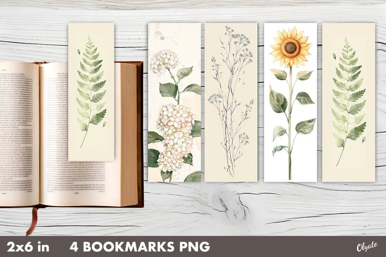 Botanical Bookmarks, Printable Bookmarks PNG