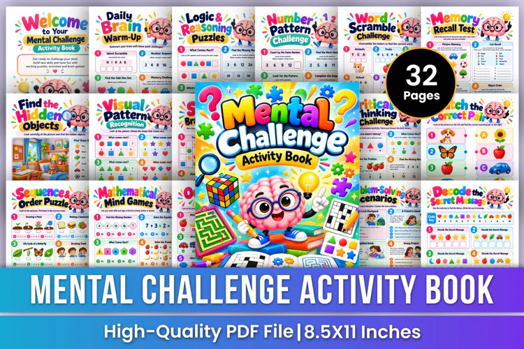 Mental Challenge Activity Book | Brain Games, Logic Puzzles