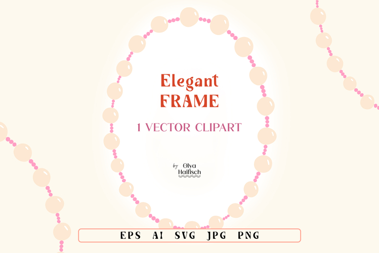 Elegant Beaded Jewelry Vector Frame with Pearls Clipart