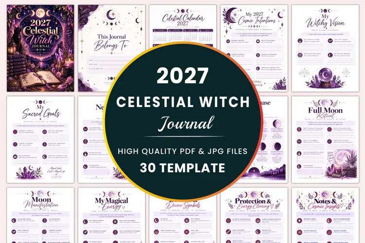 2027 Celestial Witch Journal Kdp interiors