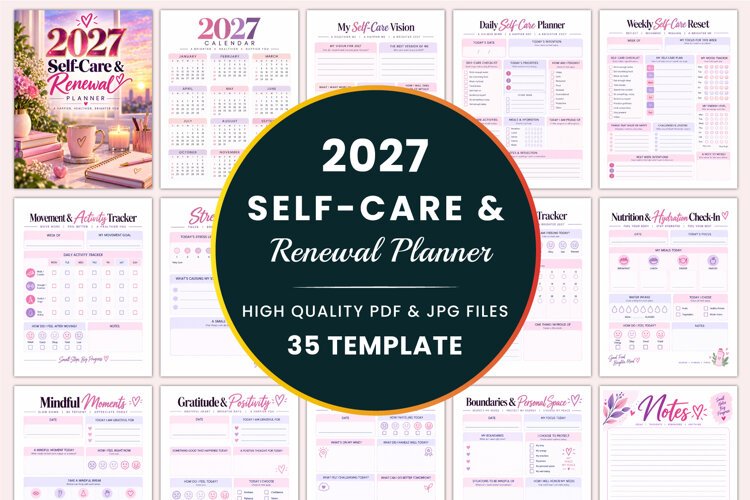2027 Self-Care & Renewal Planner kdp interiors example image 1