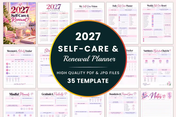 2027 Self-Care & Renewal Planner kdp interiors