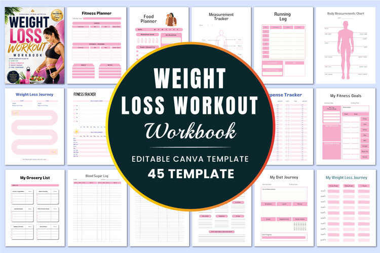 Weight Loss Workout Workbook Canva templates example image 1