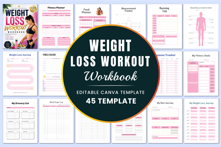 Weight Loss Workout Workbook Canva templates