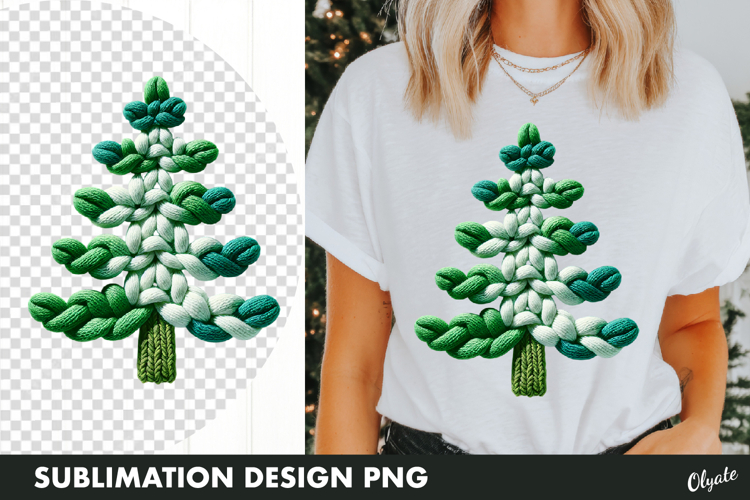 Knitting Christmas Tree Sublimation PNG. Christmas Tshirt