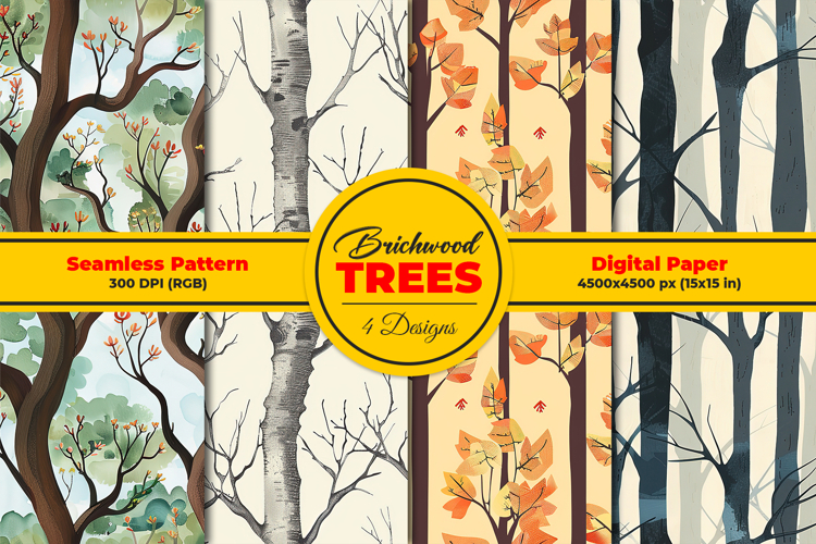 Brichwood Trees Seamless Pattern and Digital Paper Design