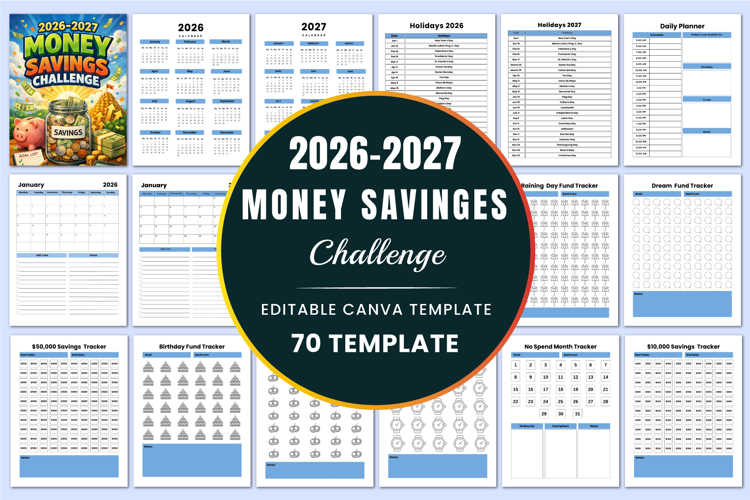 2026 - 2027 Money Savings Challenge Canva templates