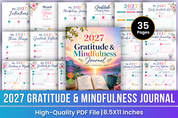 2027 Gratitude & Mindfulness Journal | Daily Reflection