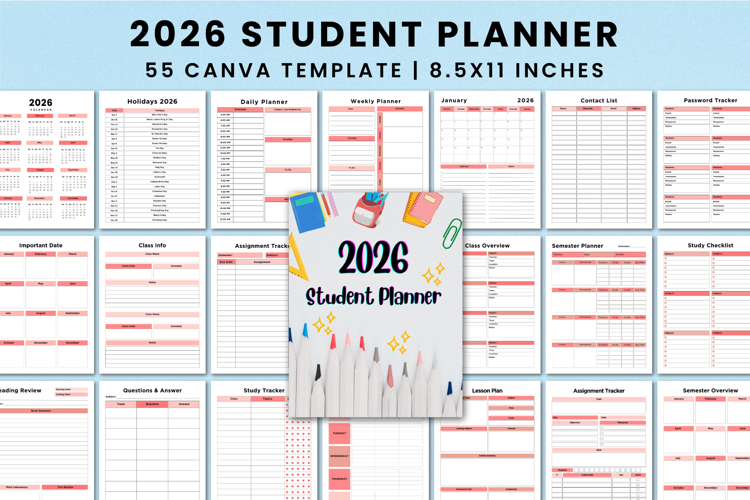 2026 Student Planner For Canva KDP Interior