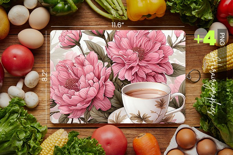 Floral Crockery Cutting Board Design - 04 Variations