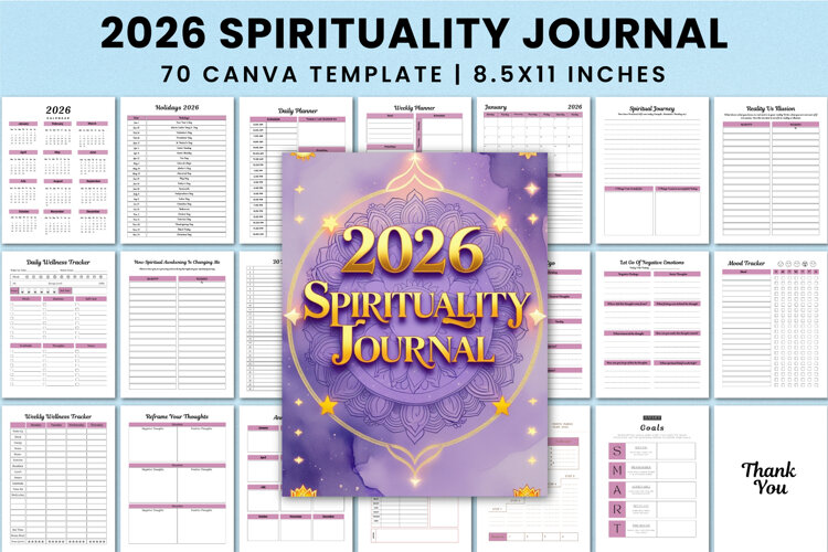 2026 Spirituality Journal Canva templates example image 1