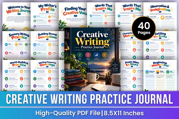 Creative Writing Practice Journal | Story Ideas, Character