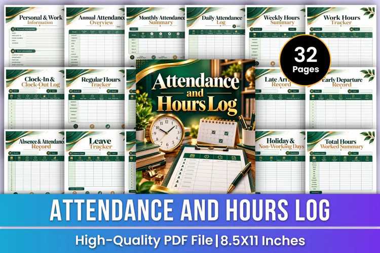 Attendance and Hours Log | Employee Attendance, Work Hours