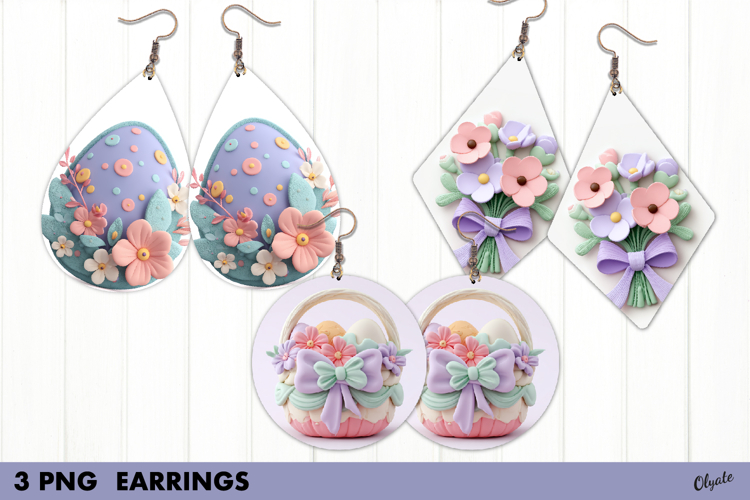 Easter Earrings Sublimation, Spring Earrings PNG