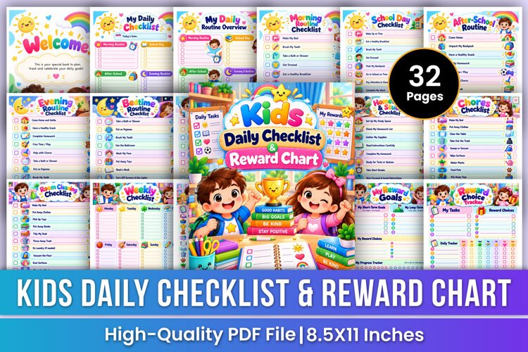 Kids Daily Checklist & Reward Chart | Routines, Chores example image 1
