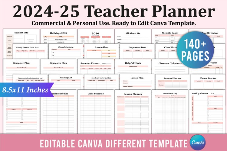 2024-25 Teacher Planner For Canva KDP Interior