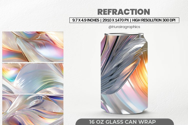 Refraction Glass Can Wrap,16 Oz Tumbler Sublimation